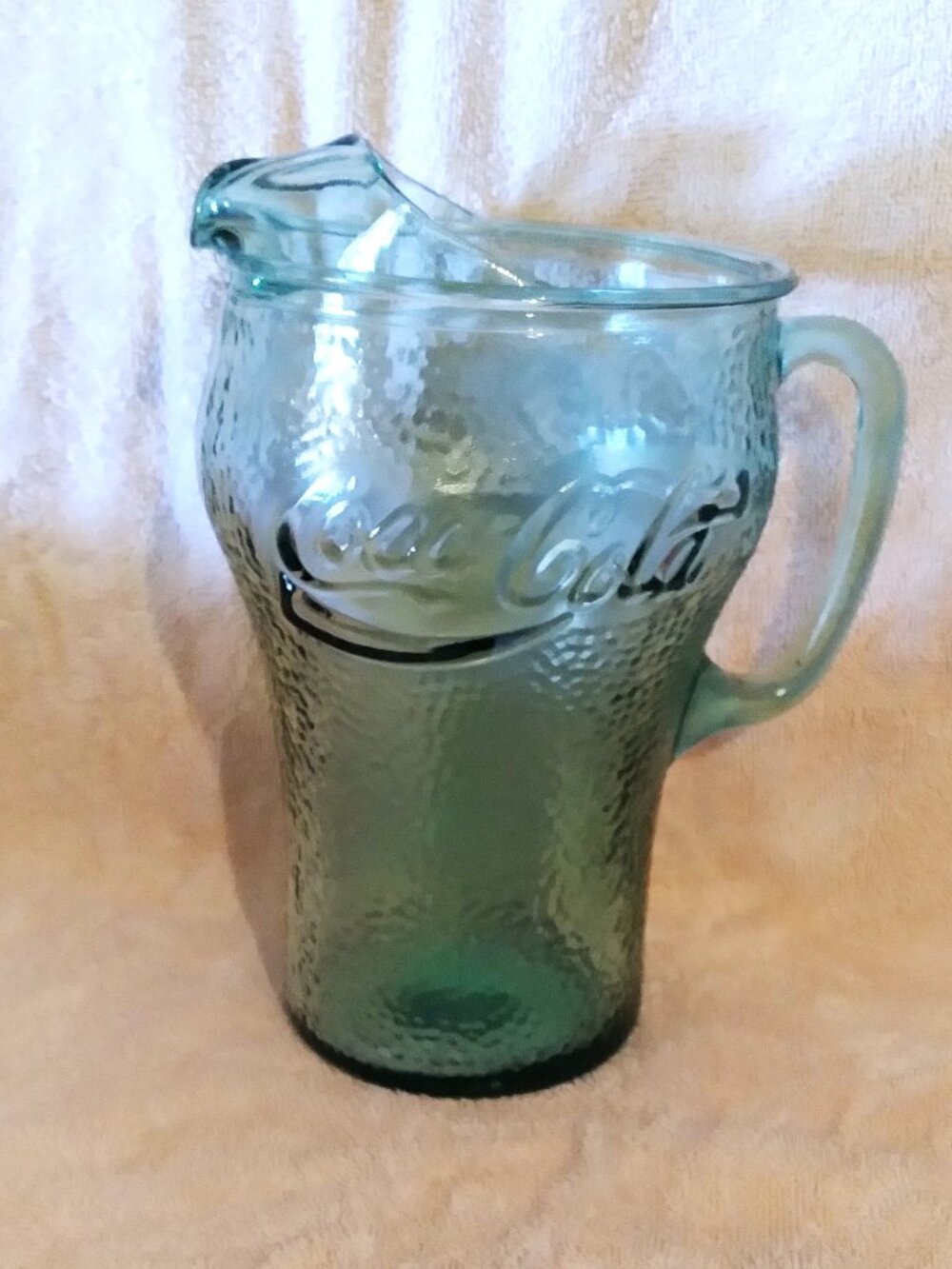 Vintage Coca-Cola / Coke Green Textured Fluted Pitcher